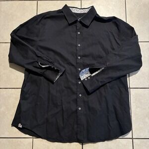 Robert Graham Shirt Mens 3XL Black Paisley Classic Fit Long Sleeve Button Up